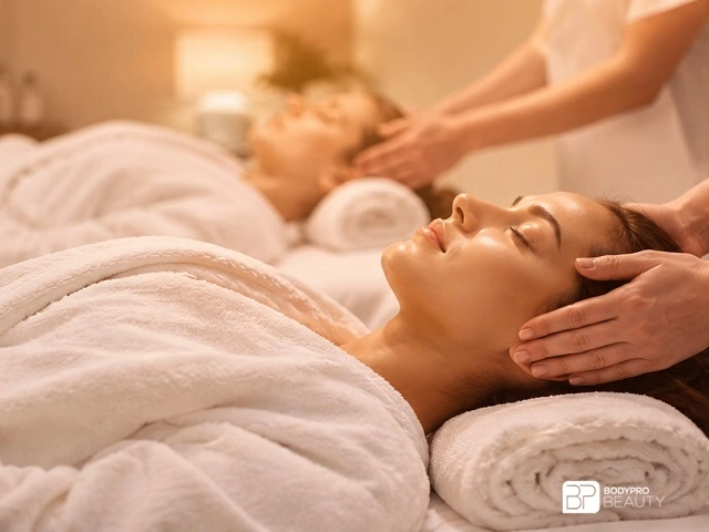 Client receiving a facial massage during professional aesthetics and spa therapy training.