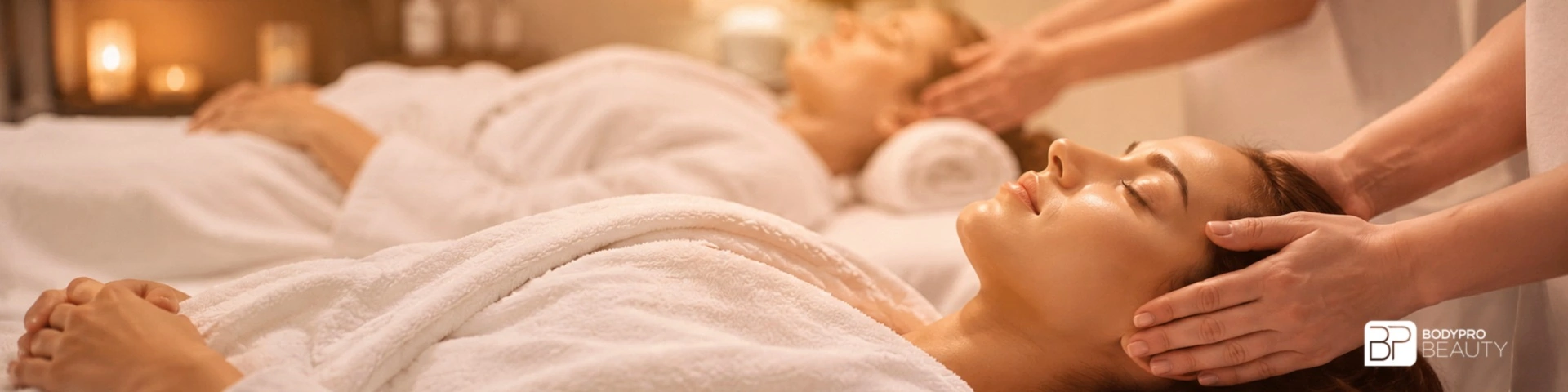 Client receiving a facial massage during professional aesthetics and spa therapy training.